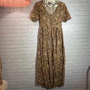 Vintage All that Jazz Dress Tie Back 90s Floral Print Short Sleeves Size 5 / 6